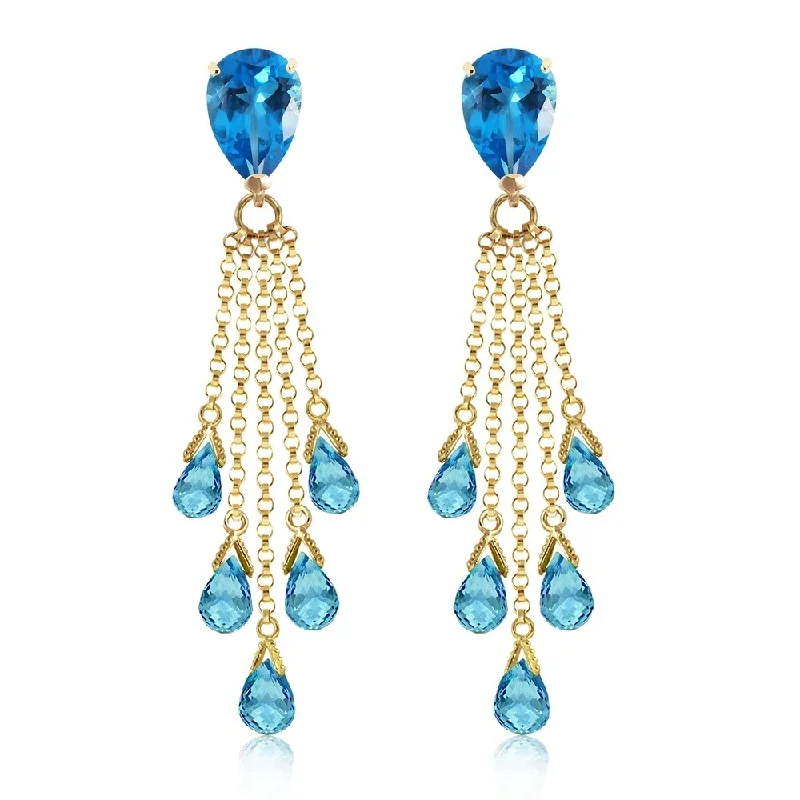 bendable gold earrings-15.5 Carat 14K Solid Gold Playful Blue Topaz Earrings