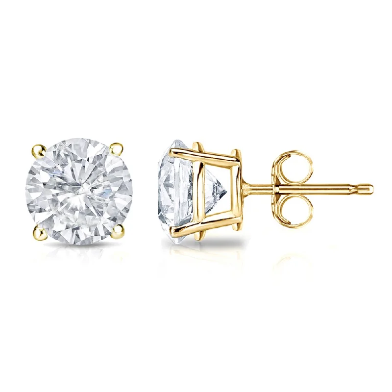 leafy-inspired earrings-18k Gold 2ct TW Round Clarity Enhanced Diamond Stud Earrings (E-F, I1-I2)