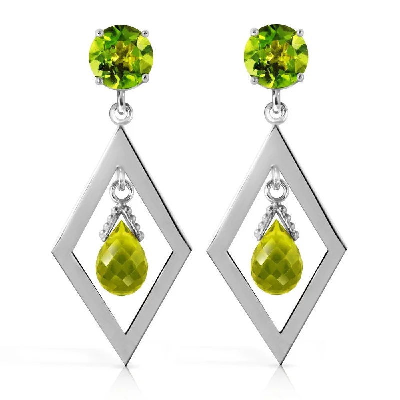 aquamarine drop earrings-2.4 CTW 14K Solid White Gold At The Pier Peridot Earrings