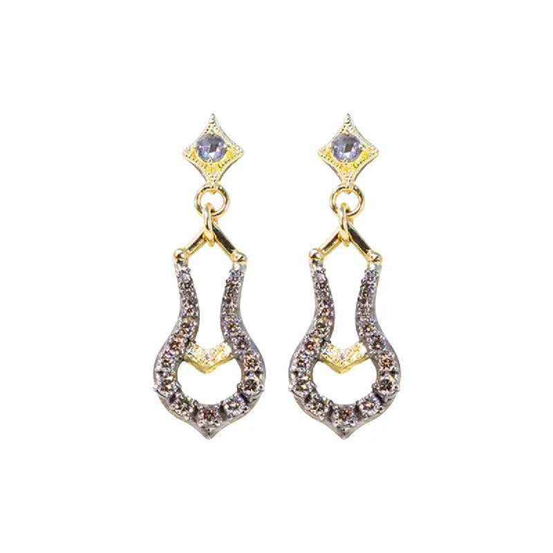 bendable hoop earrings-Diamond Horseshoe Earrings