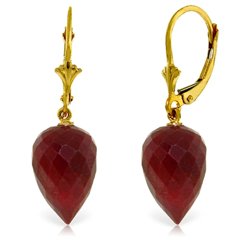 urban angular earrings-26.1 Carat 14K Solid Gold Drop Briolette Ruby Gemstone Earrings