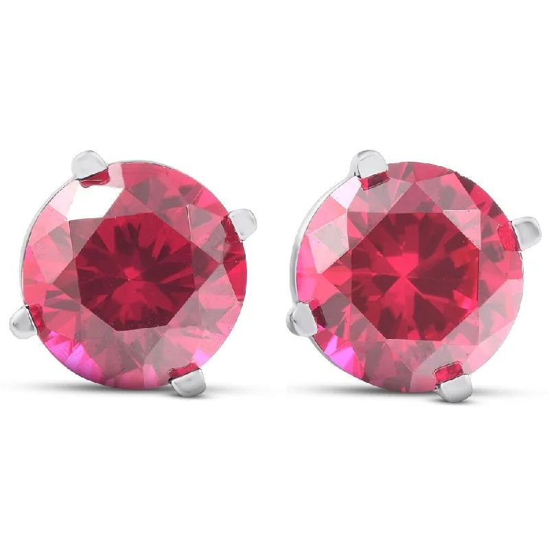 pewter stud earrings-2ct Ruby Studs 14K White Gold Womens Earrings