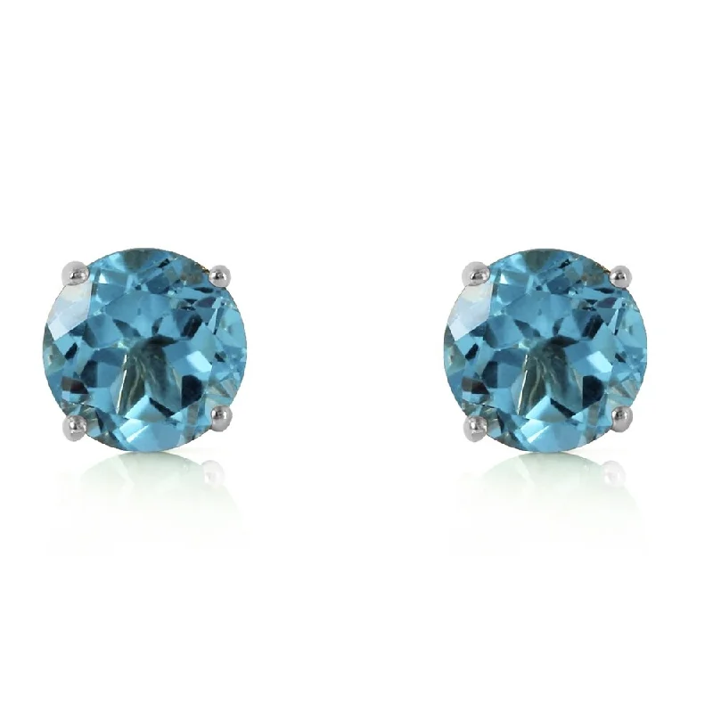 pewter drop earrings-3.1 Carat 14K Solid White Gold Admitting Blue Topaz Earrings