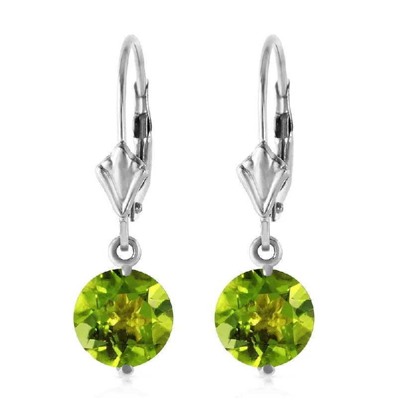 bendable hoop earrings-3.1 Carat 14K Solid White Gold In You I Trust Peridot Earrings