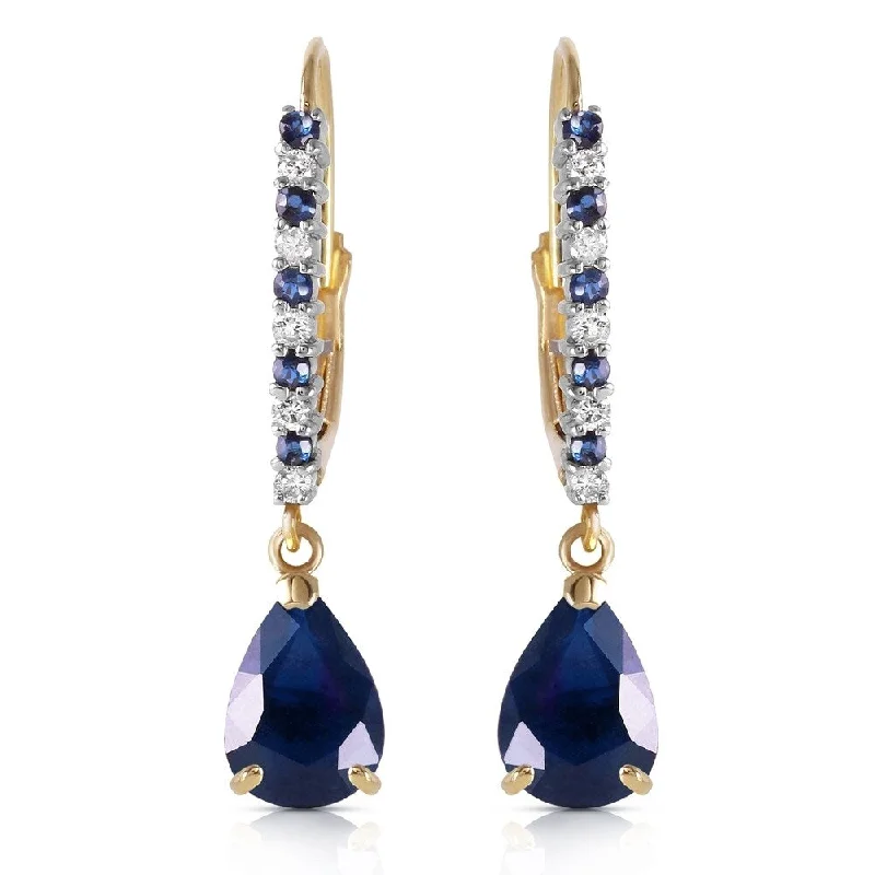 pearl knotted earrings-3.35 Carat 14K Solid Gold Naturalpa Sapphire Diamond Earrings