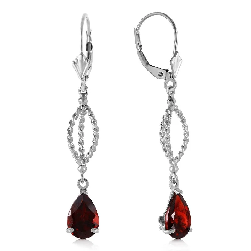 ten-stone earrings-3 Carat 14K Solid White Gold Tonight She Lies Garnet Earrings