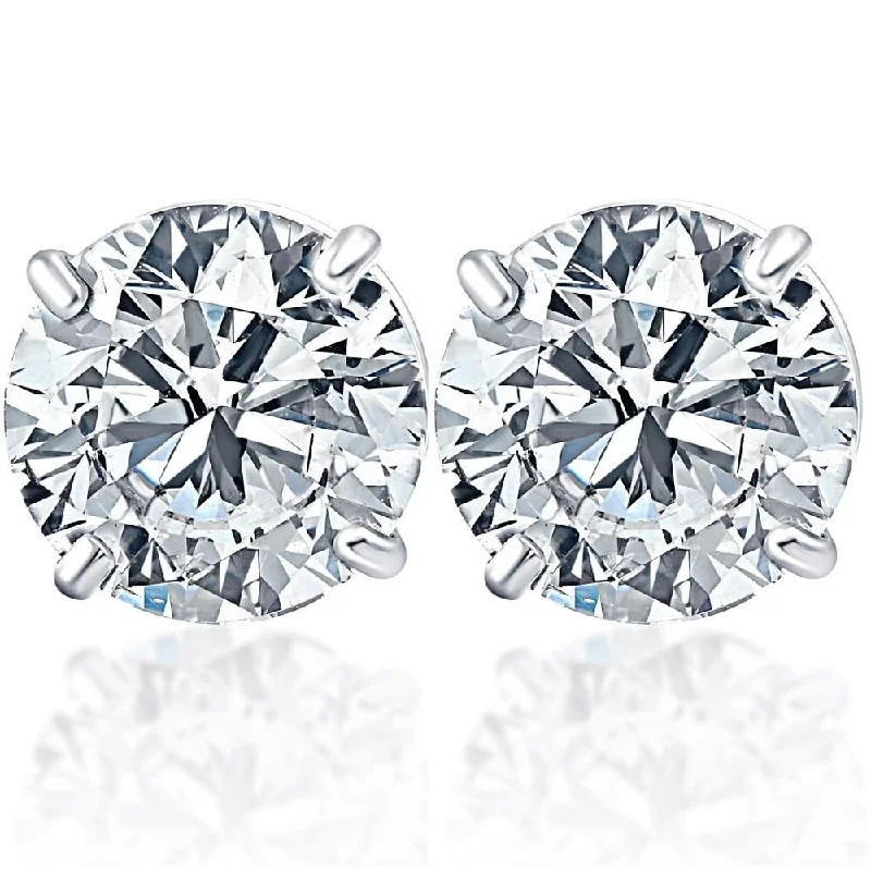 luxurious statement earrings-4.25Ct T.W. Round Cut White Diamond Studs Lab Grown Women's Earrings