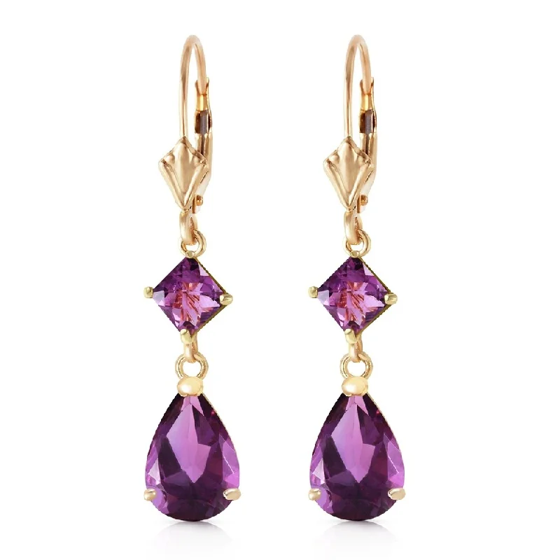 bendable hoop earrings-4.5 CTW 14K Solid Gold Beaute Amethyst Earrings