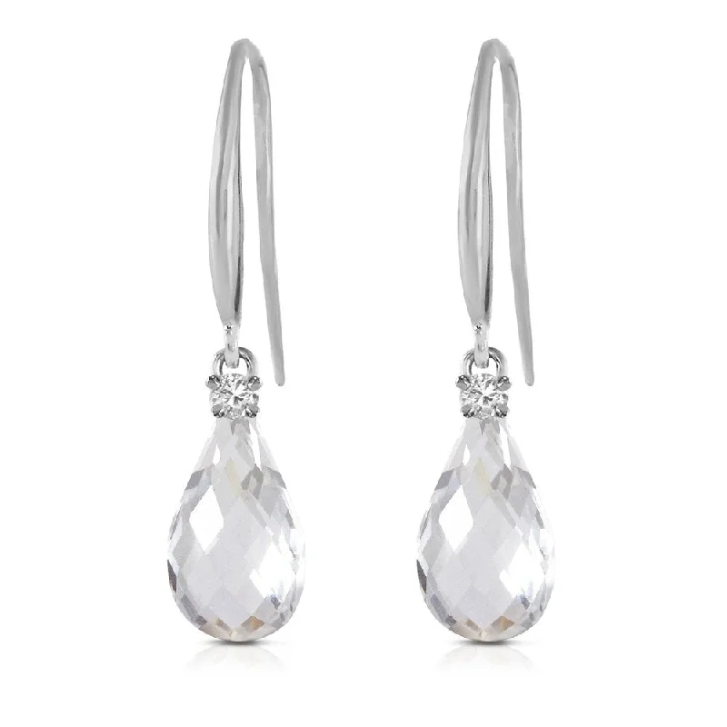 luxurious silver earrings-4.6 Carat 14K Solid White Gold Revel In It White Topaz Diamond Earrings