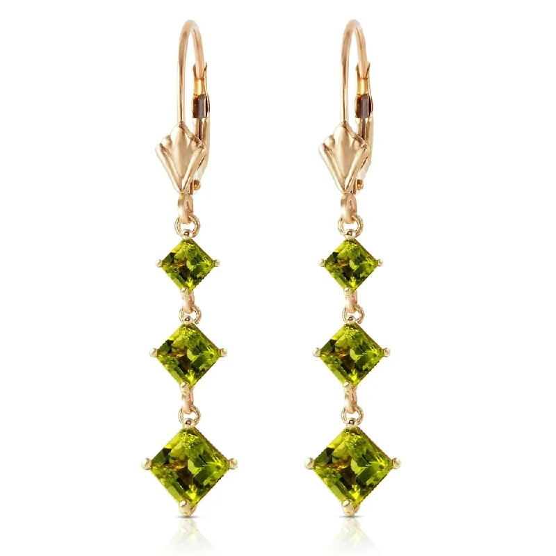 luxurious drop earrings-4.79 Carat 14K Solid Gold Chandelier Earrings Peridot