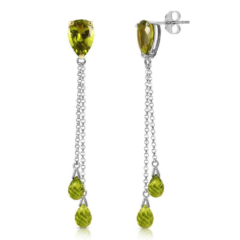 ten-gem stud earrings-7.5 Carat 14K Solid White Gold All Parts Love Peridot Earrings