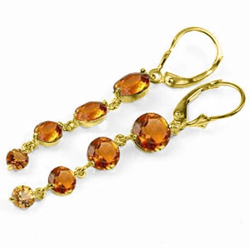 tarnished statement earrings-7.8 Carat 14K Solid Gold Drizzle Citrine Earrings