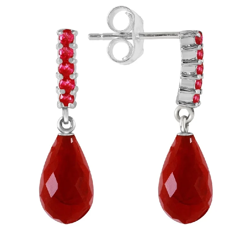 thin hoop earrings-7 CTW 14K Solid White Gold Ruby Earrings Briolette Dangling Ruby