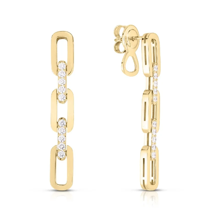 bendable hoop earrings-Diamond Navarra 3-Link Drop Earrings