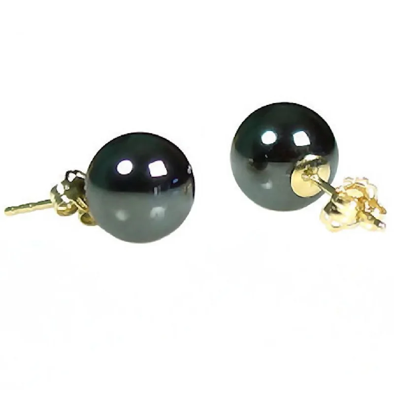 aquamarine silver earrings-8mm Black Hematine Ball Stud Earrings 14K Gold