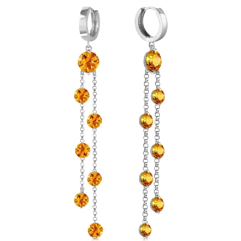 retro sapphire earrings-9.02 Carat 14K Solid White Gold Chandelier Earrings Citrine