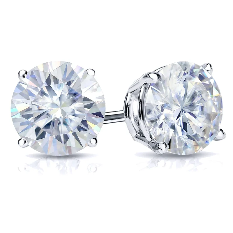 thin drop earrings-Auriya 1 1/2ct TW Round Moissanite Stud Earrings Platinum - 5.9 mm