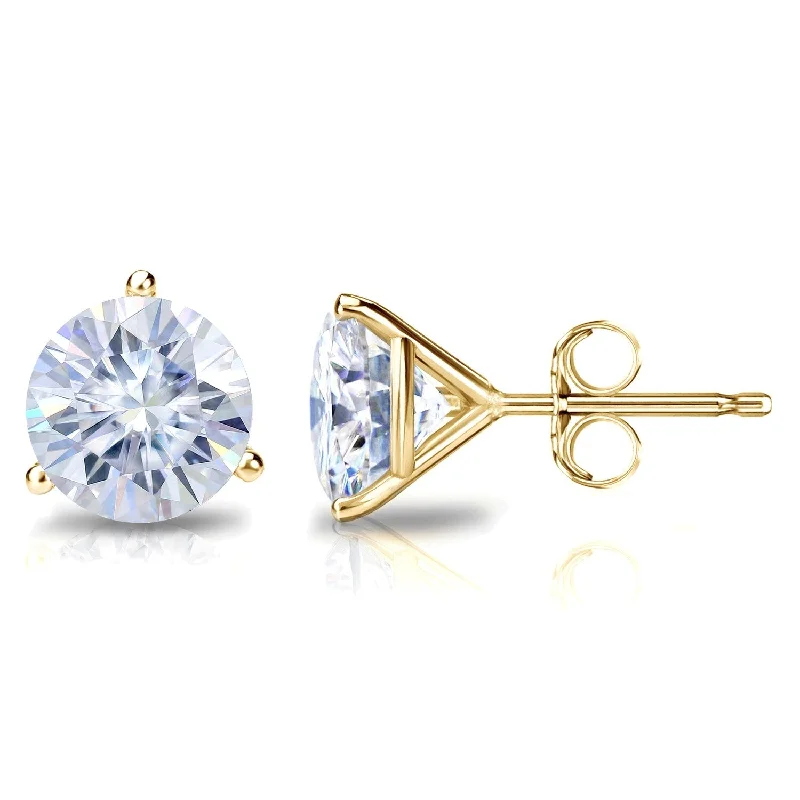 leafy-inspired stud earrings-Auriya 1 1/2ctw Round Moissanite Stud Earrings 14k Gold Martini-set - 5.9 mm