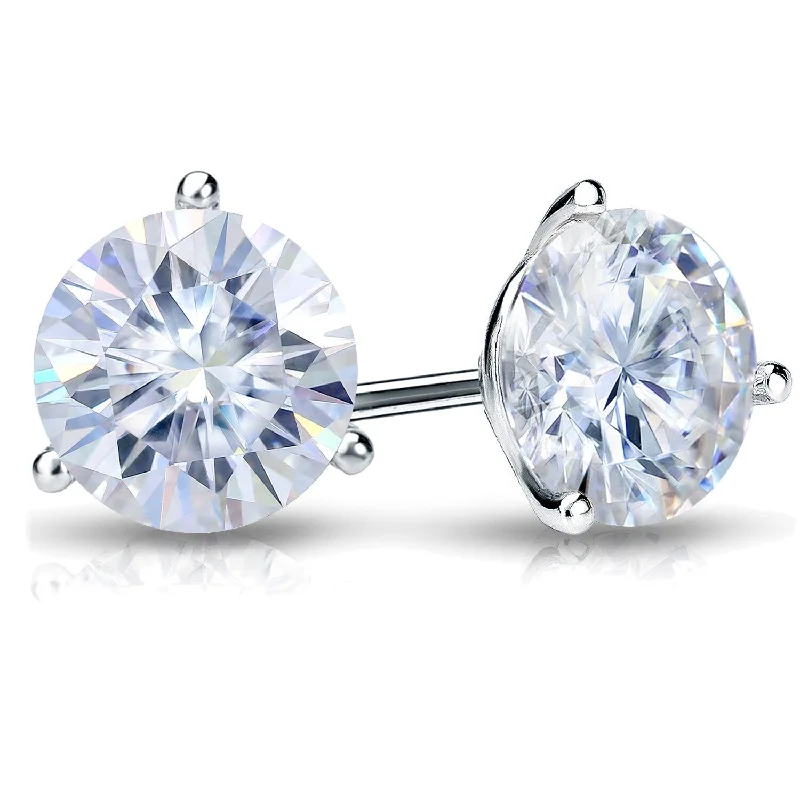 frond drop earrings-Auriya 1 1/2ctw Round Moissanite Stud Earrings 18k Gold Martini-set - 5.9 mm