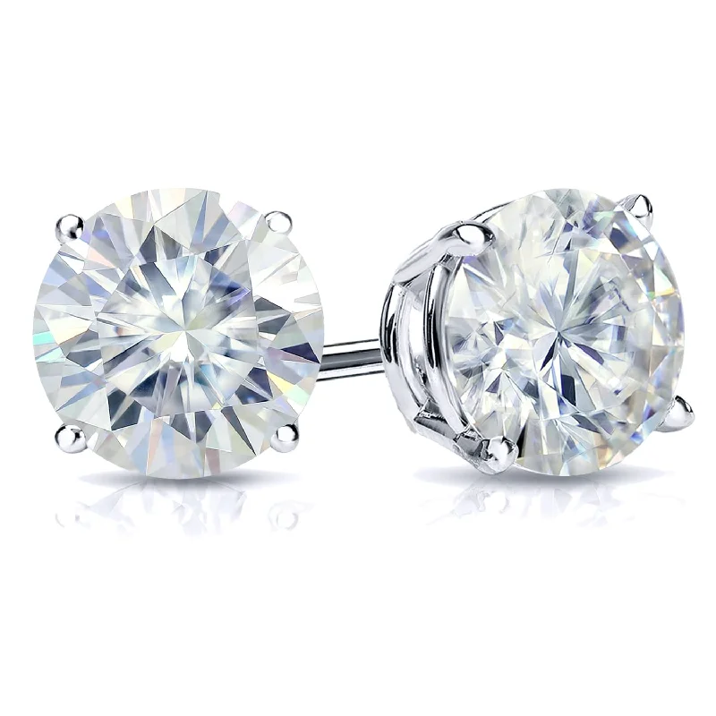 pewter drop earrings-Auriya 2 1/2ctw Round Moissanite Stud Earrings 14k Gold 4-Prong Basket - 7 mm