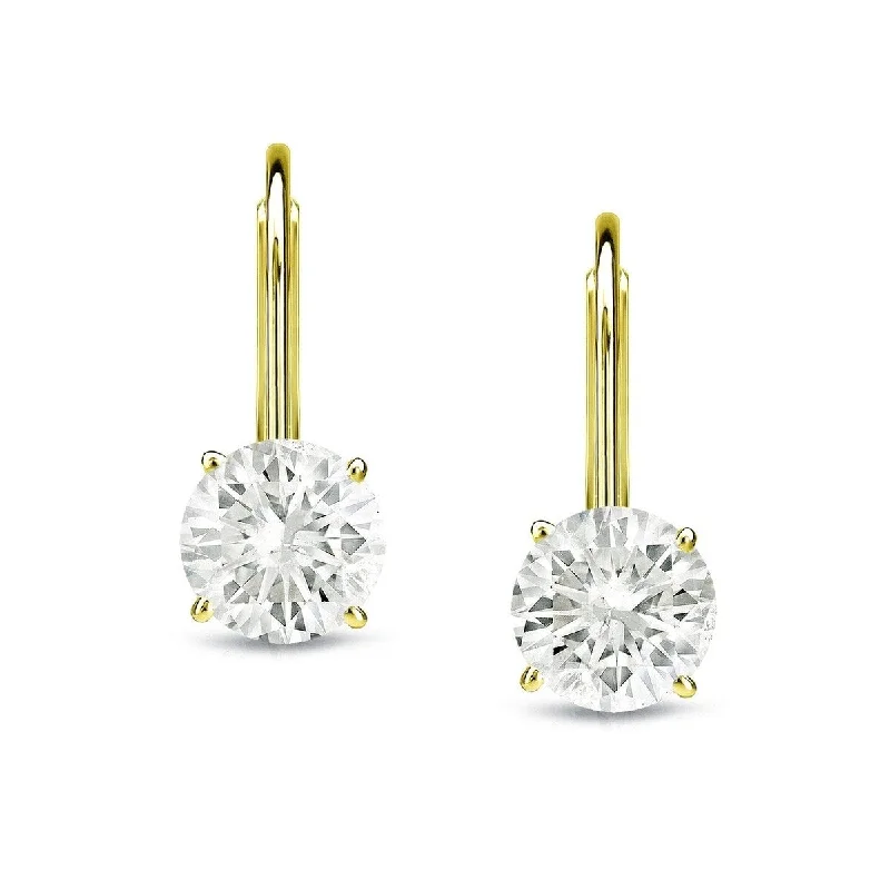 regency gold earrings-Auriya Round Solitaire Diamond Earrings 1 carat TW 14K Gold (K-L, I1-I2) - 5mm