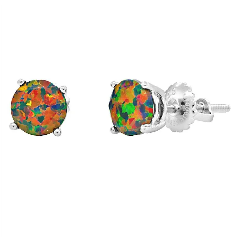 leafy-inspired earrings-Aurora: 6mm Diamond Cut Faceted Black Opal Screw Back Earrings