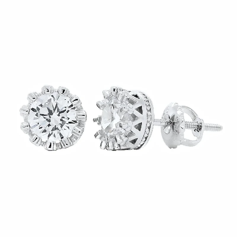 tarnished silver hoop earrings-Austin: 6mm, 1.5ct Brilliant Cut Ice CZ Crown Set Screw Back Earrings