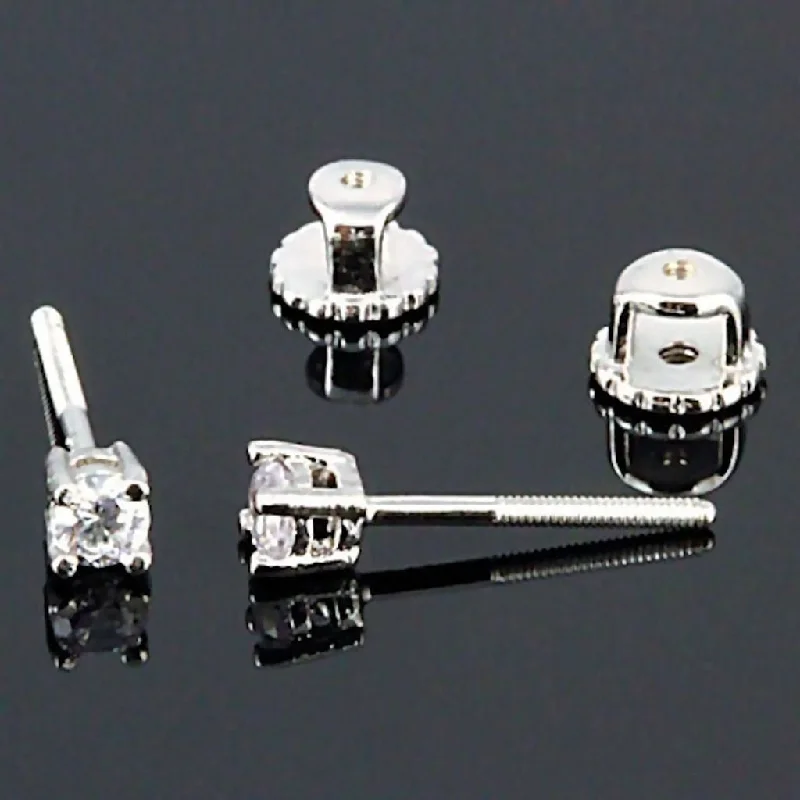 bendable birthstone earrings-Candi: 3mm, 0.2ct Russian Ice Simulated Diamond Screw Back Earrings