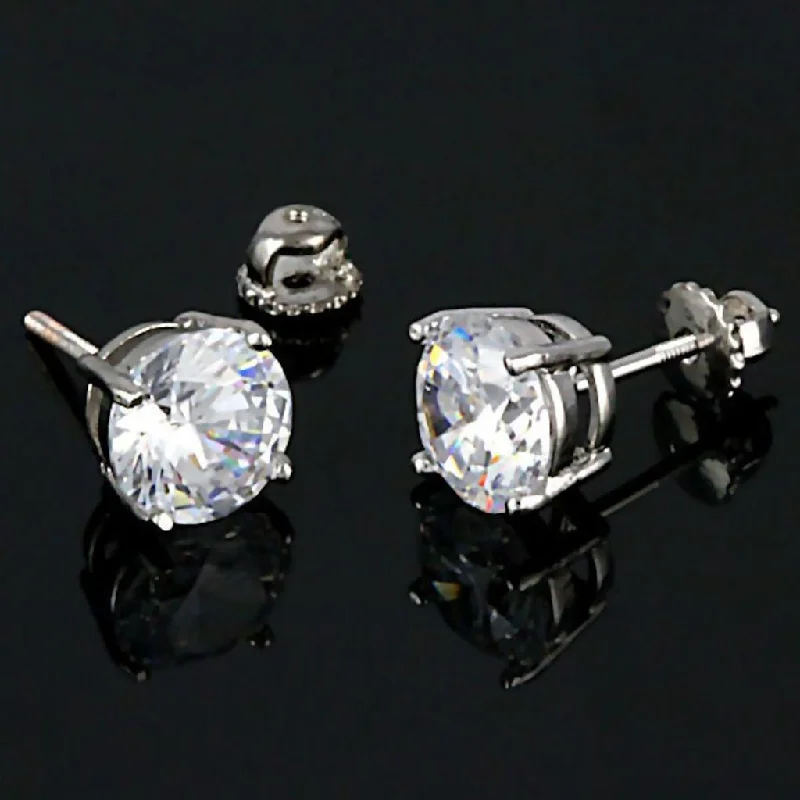 thin birthstone earrings-Candi: 6mm, 1.5ct Russian Ice Simulated Diamond Screw Back Earrings