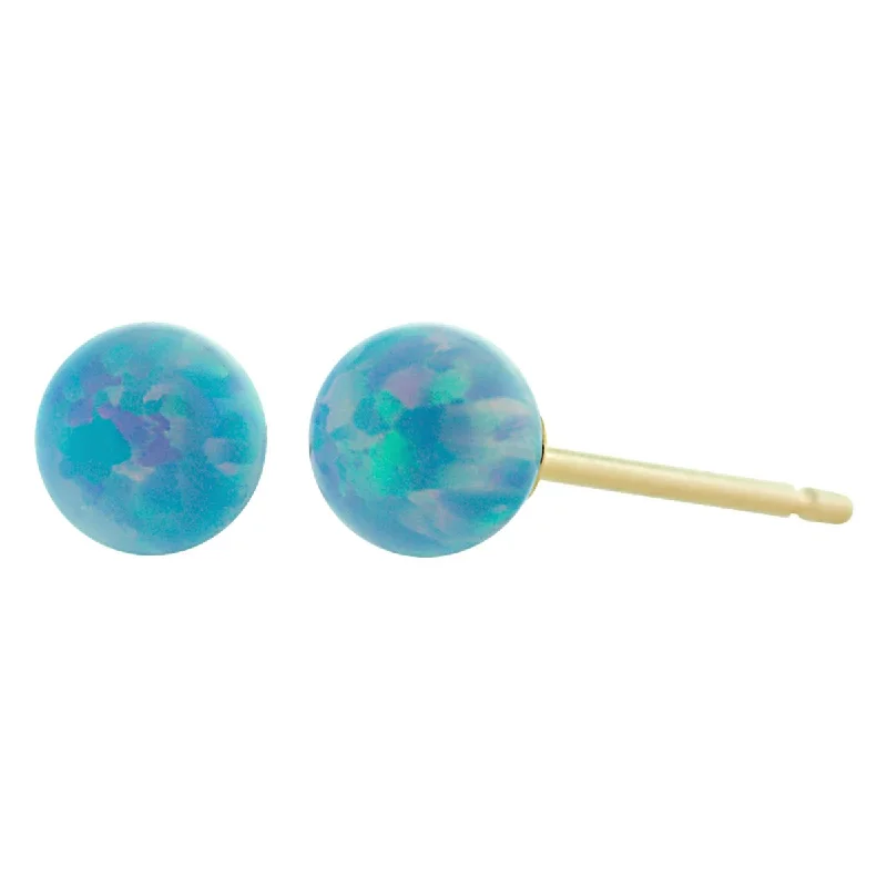 sapphire stud earrings-Carrie: Cornflower Blue Created Australian Opal Ball Stud Earrings 14-20 Gold Filled