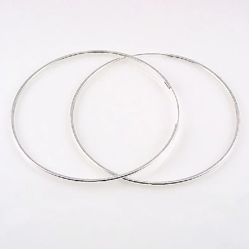 stellar star earrings-CH20: 2.0mm Large 4.3 inch Continuous Hoop Hip Hop Earrings 925 Silver