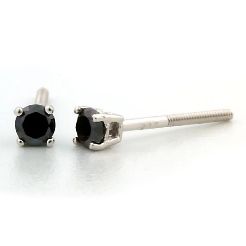 ruby stud earrings-Chris: 3mm, 0.2ct Black Ice Simulated Diamond CZ Screw Back Earrings