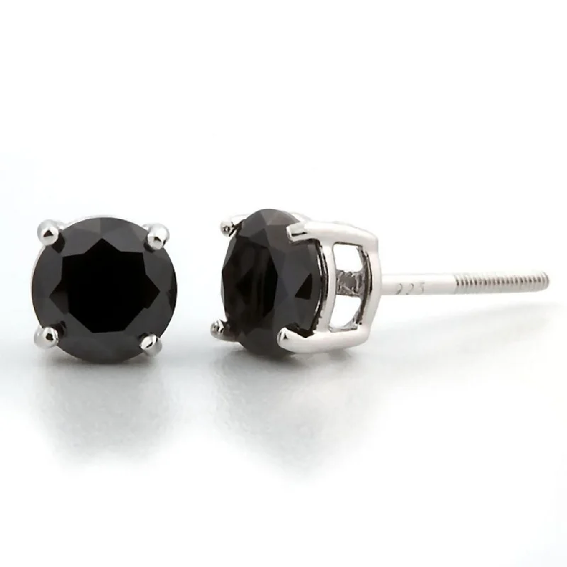 frond stud earrings-Chris: 6mm, 1.50ct Black Ice Simulated Diamond CZ Screw Back Earrings