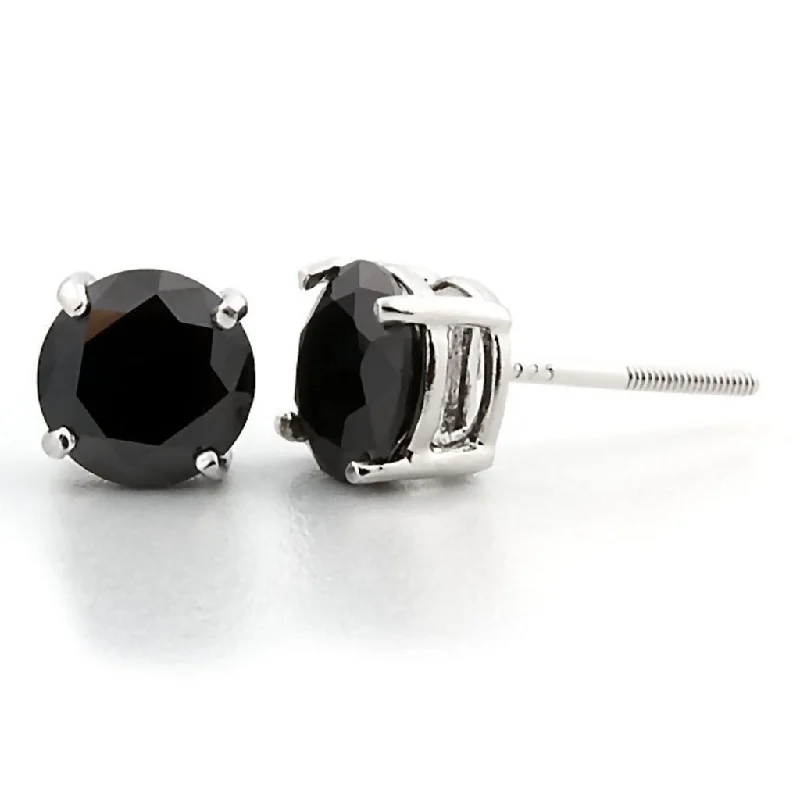 ruby hoop earrings-Chris: 7mm, 2.50ct Black Ice Simulated Diamond CZ Screw Back Earrings