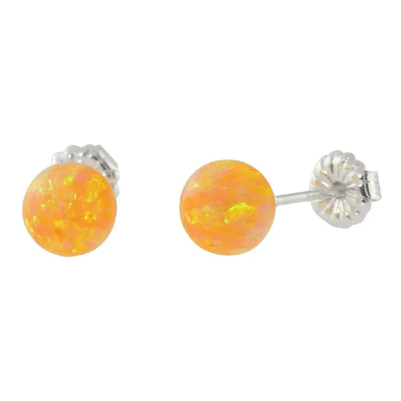 retro pearl stud earrings-Cira: 4mm Citrine Yellow Opal Ball Stud Earrings 925 Silver