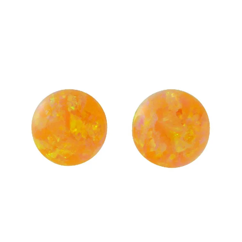 gibbous moon drop earrings-Cira: 6mm Citrine Yellow Opal Ball Stud Earrings 14K White Gold