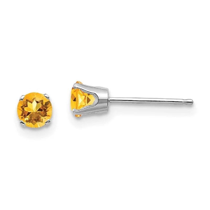 urban gold earrings-Curata 14k White Gold 4mm Citrine Stud Earrings