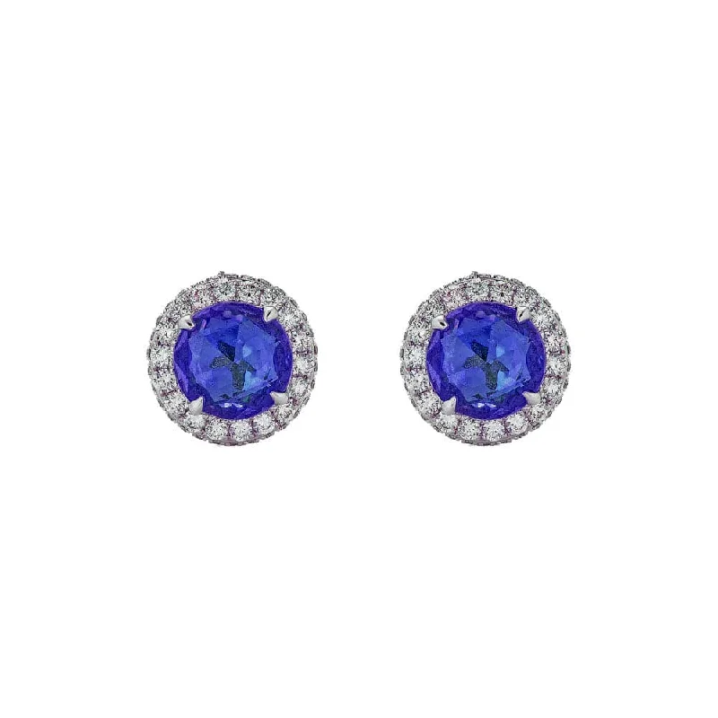 flow-shaped hoop earrings-Tanzanite and Diamond Earrings