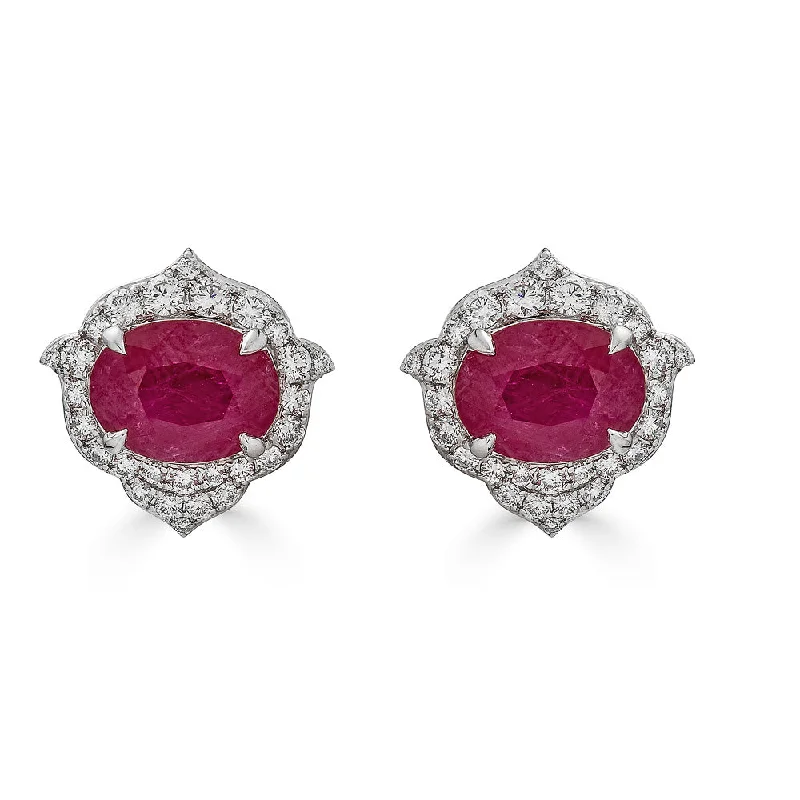 bendable hoop earrings-Ruby Earrings with Diamonds