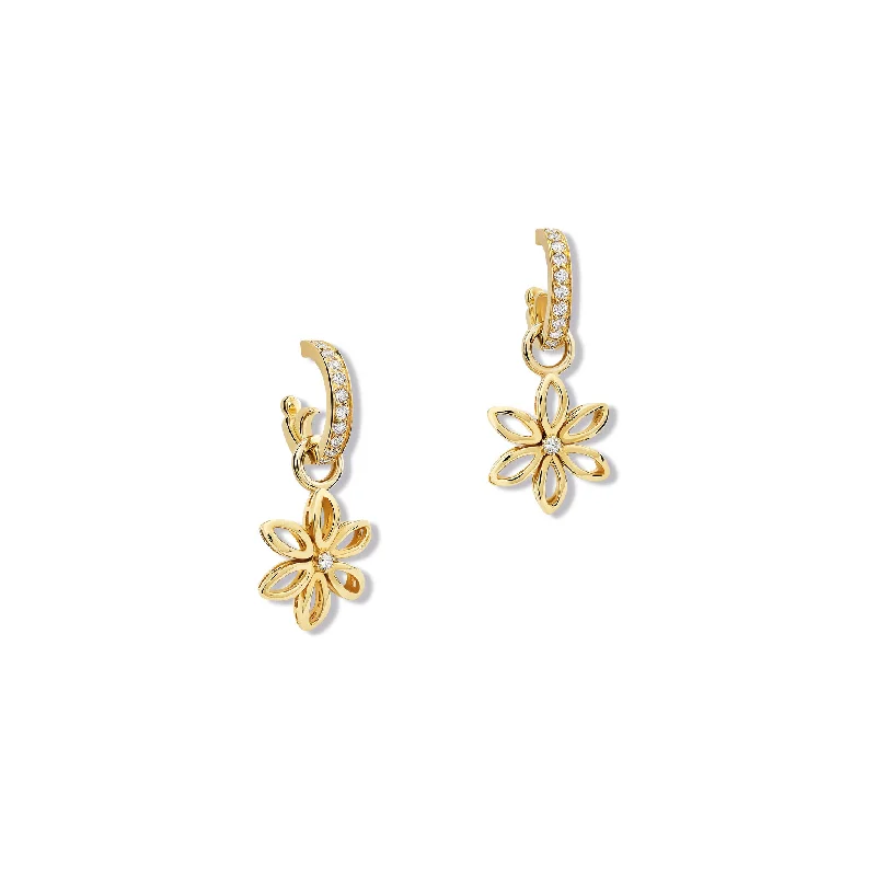 pearl knotted earrings-Fleur de Lys Earring Drops Yellow Gold - Diamond