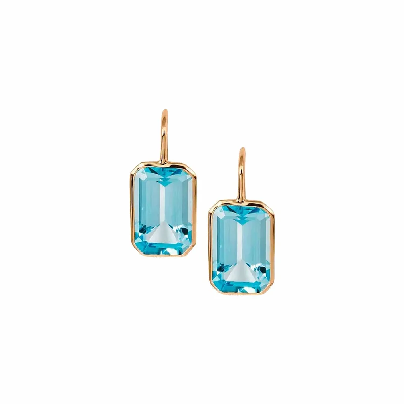 uncut silver earrings-Blue Topaz Gossip Earrings