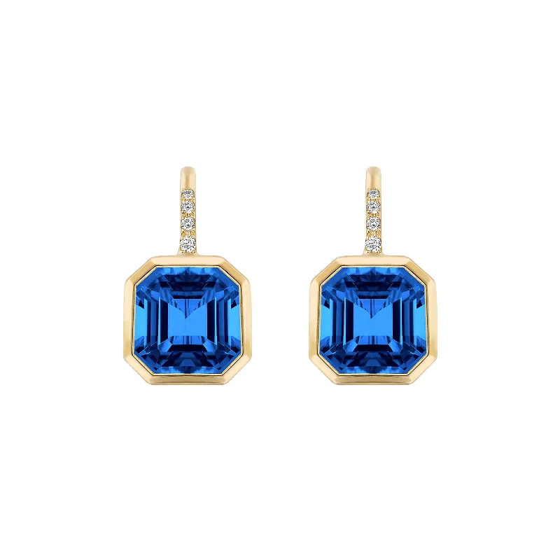 urban midnight earrings-London Blue Topaz Gossip Earrings with Diamonds