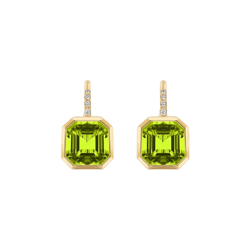 flow gemstone earrings-Peridot Earrings with Diamonds