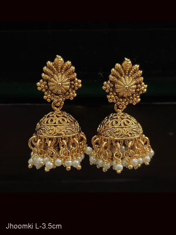 knotted gold earrings-Leaf top with flower lace small jhoomki