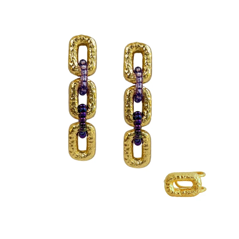 tarnished statement earrings-Mini Link Beaded Set