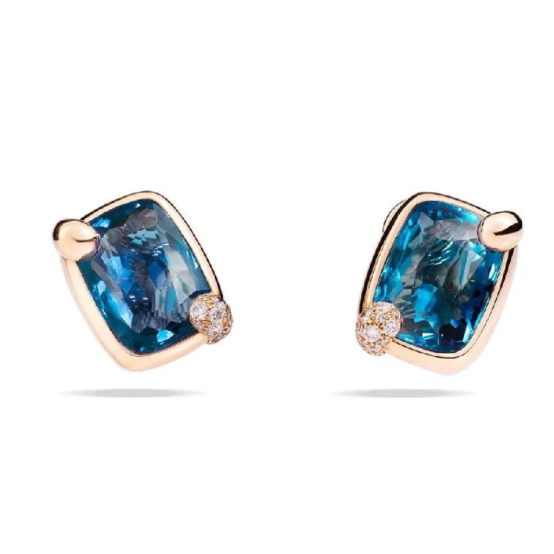 frond hoop earrings-London Blue Topaz & Diamond Ritratto Earrings