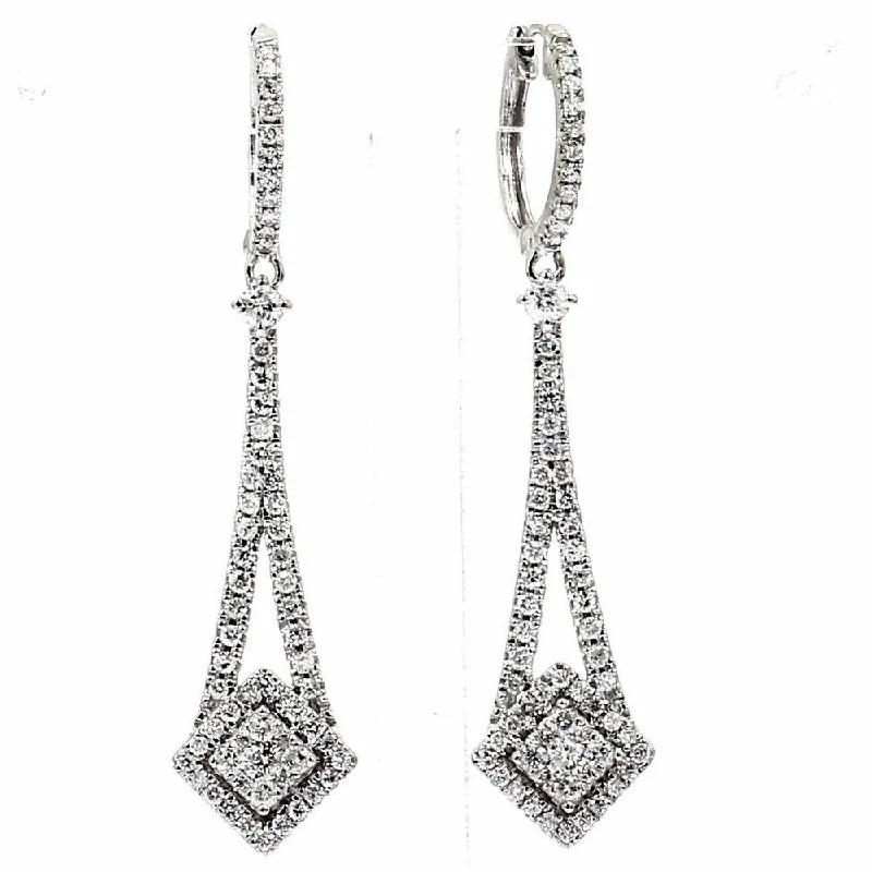 flow-shaped drop earrings-Pompeii3 10k White Gold 7/8 ct TDW Diamond Dangle Studs Womens Chandelier Earring