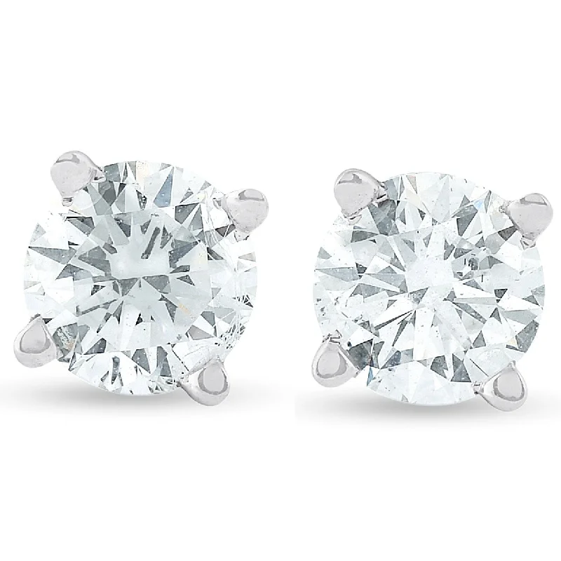 uncut silver earrings-Pompeii3 14k White Gold 1/2 ct TDW Diamond Studs Eco Friendly Lab Grown (G-H/SI1-SI2)