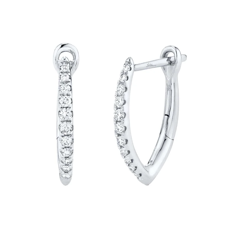 frond sapphire earrings-Marquise Huggie Hoop Earrings with Diamonds