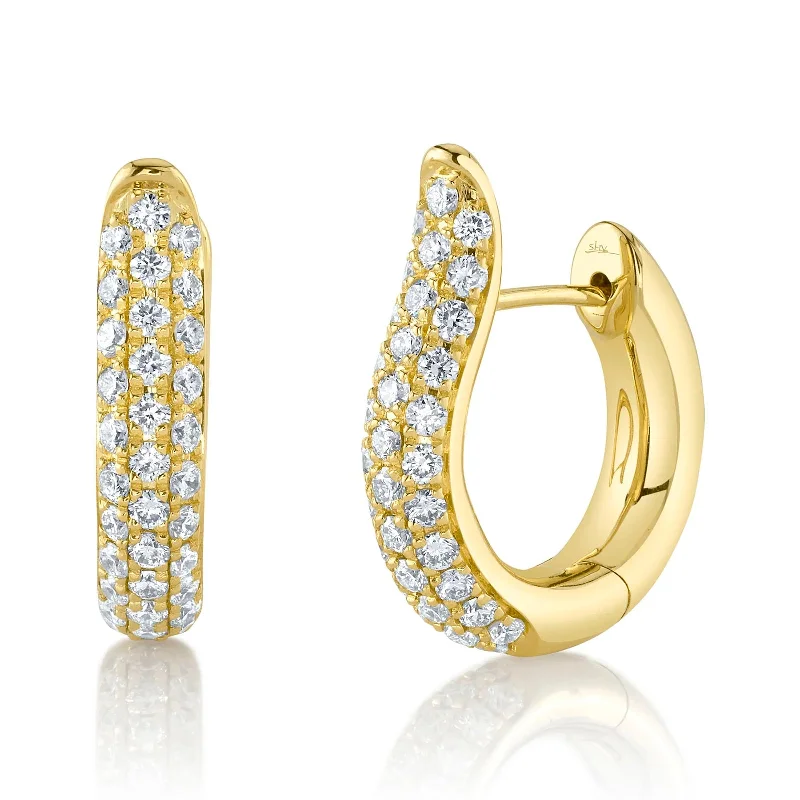 flow-shaped hoop earrings-Diamond Hoop Earrings